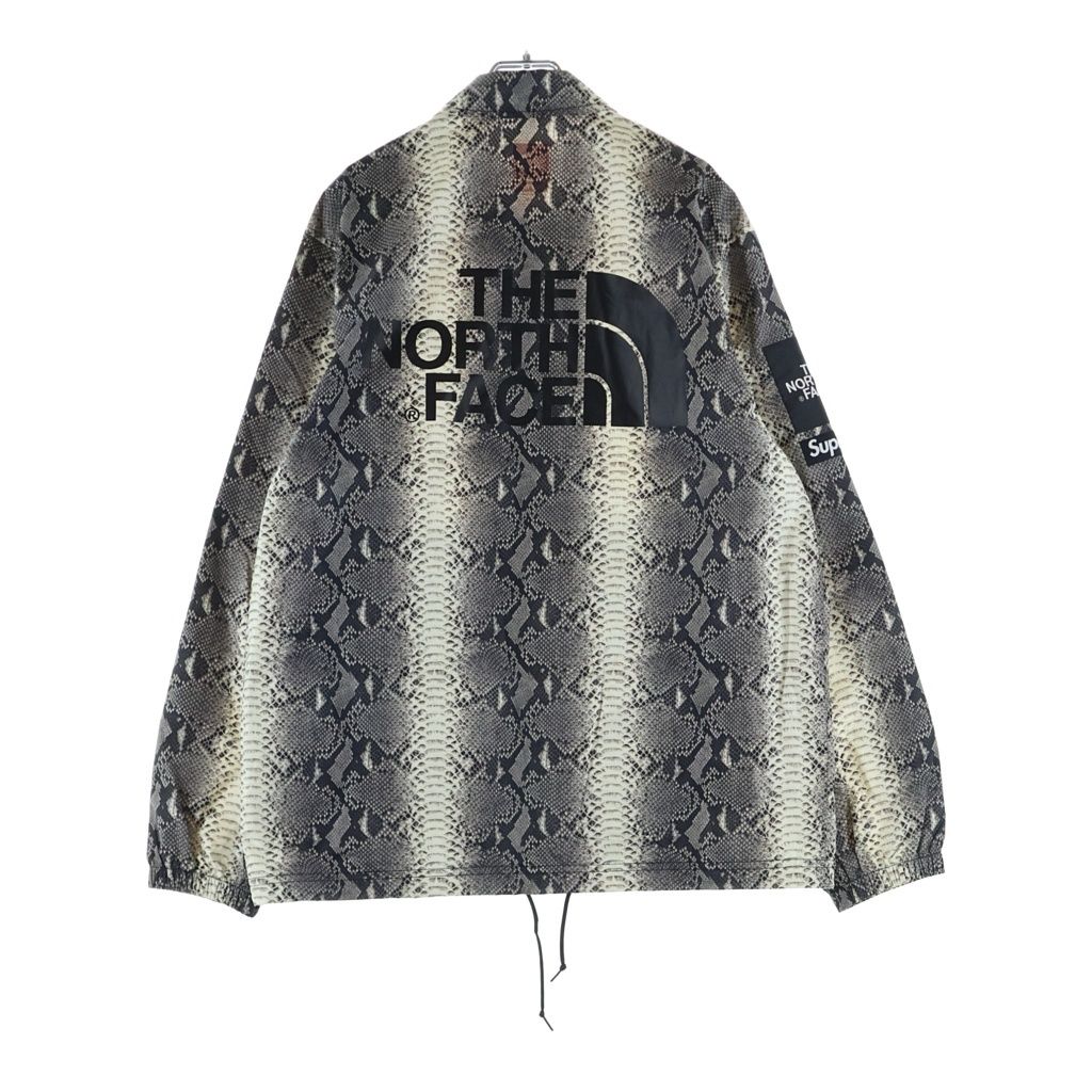 SUPREME (シュプリーム) 18SS ×THE NORTHFACE Sneakskin Taped Seam Coaches Jacket パイソン柄 ボタンアップ コーチジャケット ブラック/ホワイト NP118031
