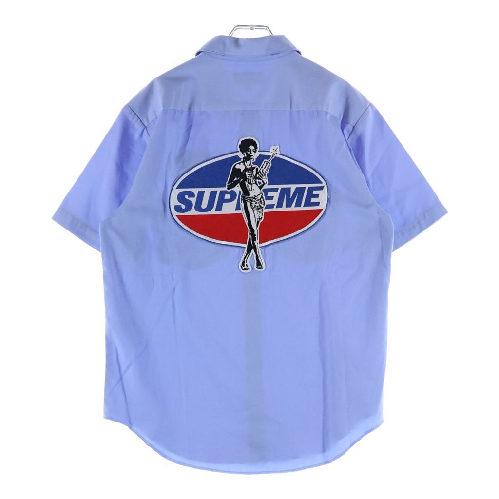 SUPREME (シュプリーム) 17AW ×HYSTERIC GLAMOUR Work Shirt ヒステリックグラマー 半袖ワークシャツ ライトブルー