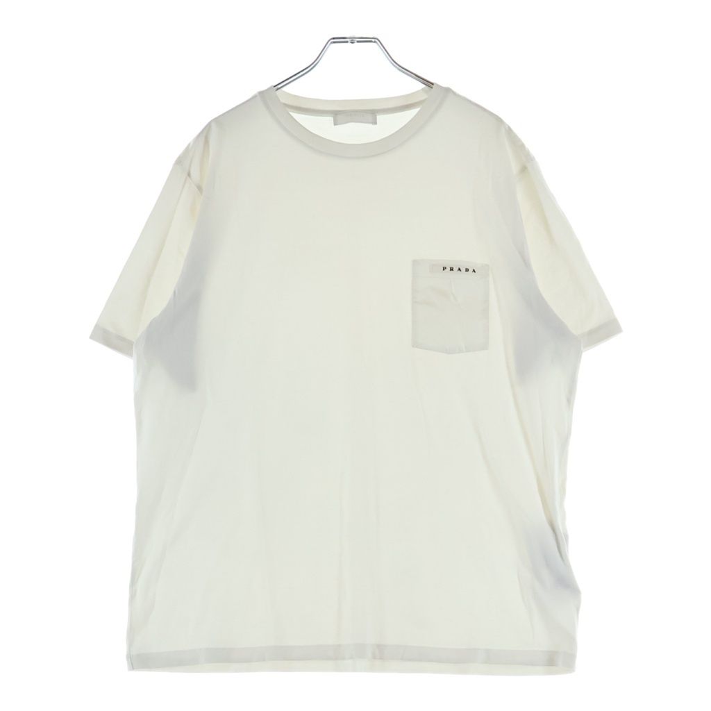 PRADA (プラダ) ポケットロゴプリント クルーネック半袖Tシャツ カットソー ホワイト