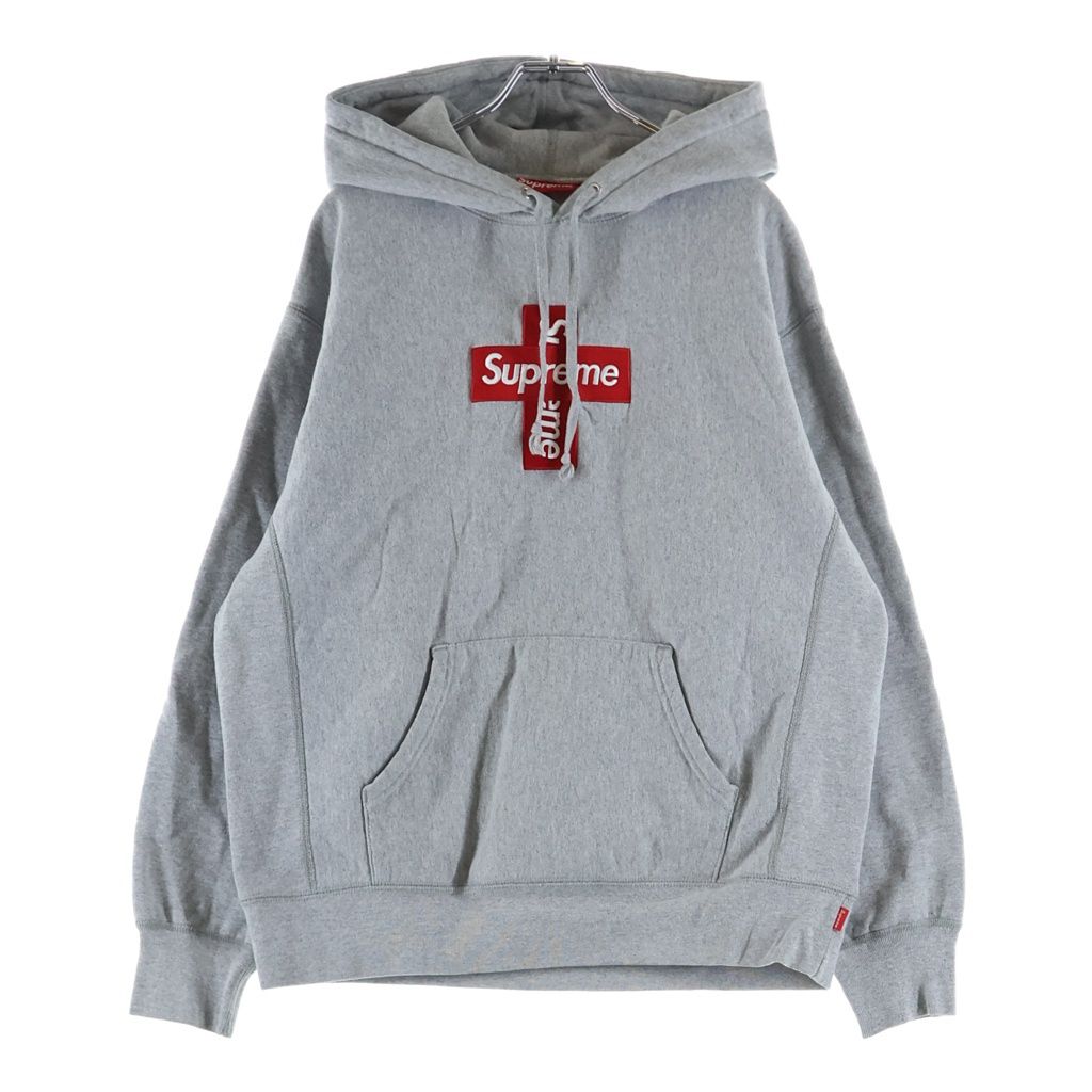 SUPREME (シュプリーム) 20AW Cross Box Logo Hooded Sweatshirt クロス ボックスロゴ プルオーバースウェットパーカー フーディー グレー