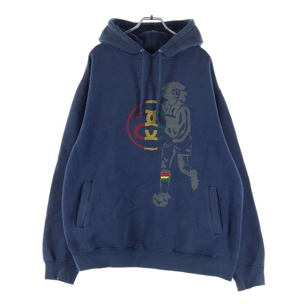 STUSSY (ステューシー) 90-00S OLD オールド ラスタカラー フロントプリント フーディー スウェット パーカー ネイビー