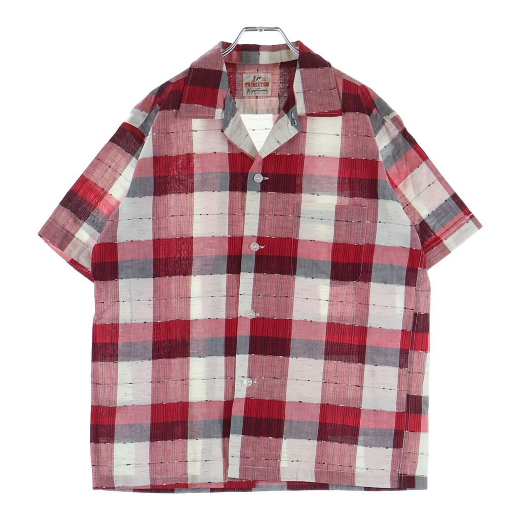 VINTAGE (ヴィンテージ) 60-70S VINTAGE PRINCETON SPORTSWEAR S/S PLAID SHIRT ヴィンテージ プリンストンスポーツウェアー チェック柄 半袖オープンカラーシャツ レッド/ホワイト