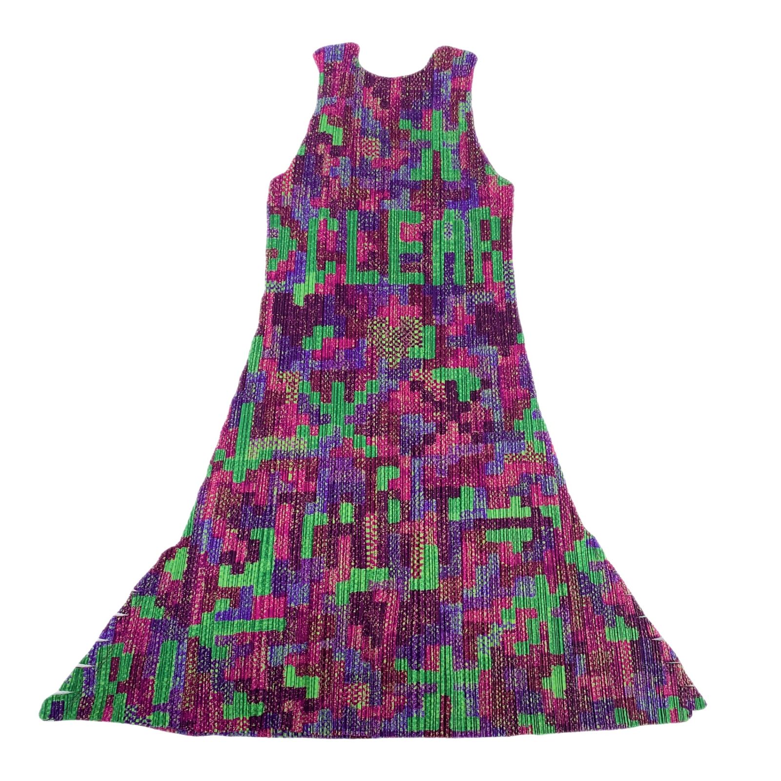 極美品 PLEATS PLEASE プリーツプリーズ ISSEY MIYAKE イッセイミヤケ カラー パープル x マルチカラー ワンピース
