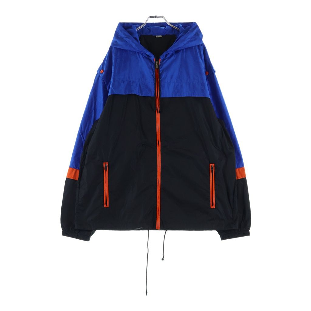 GUCCI (グッチ) 19SS アームデタッチャブルGG総柄ナイロンジャケット 568551 Z4039 ブルー/ブラック