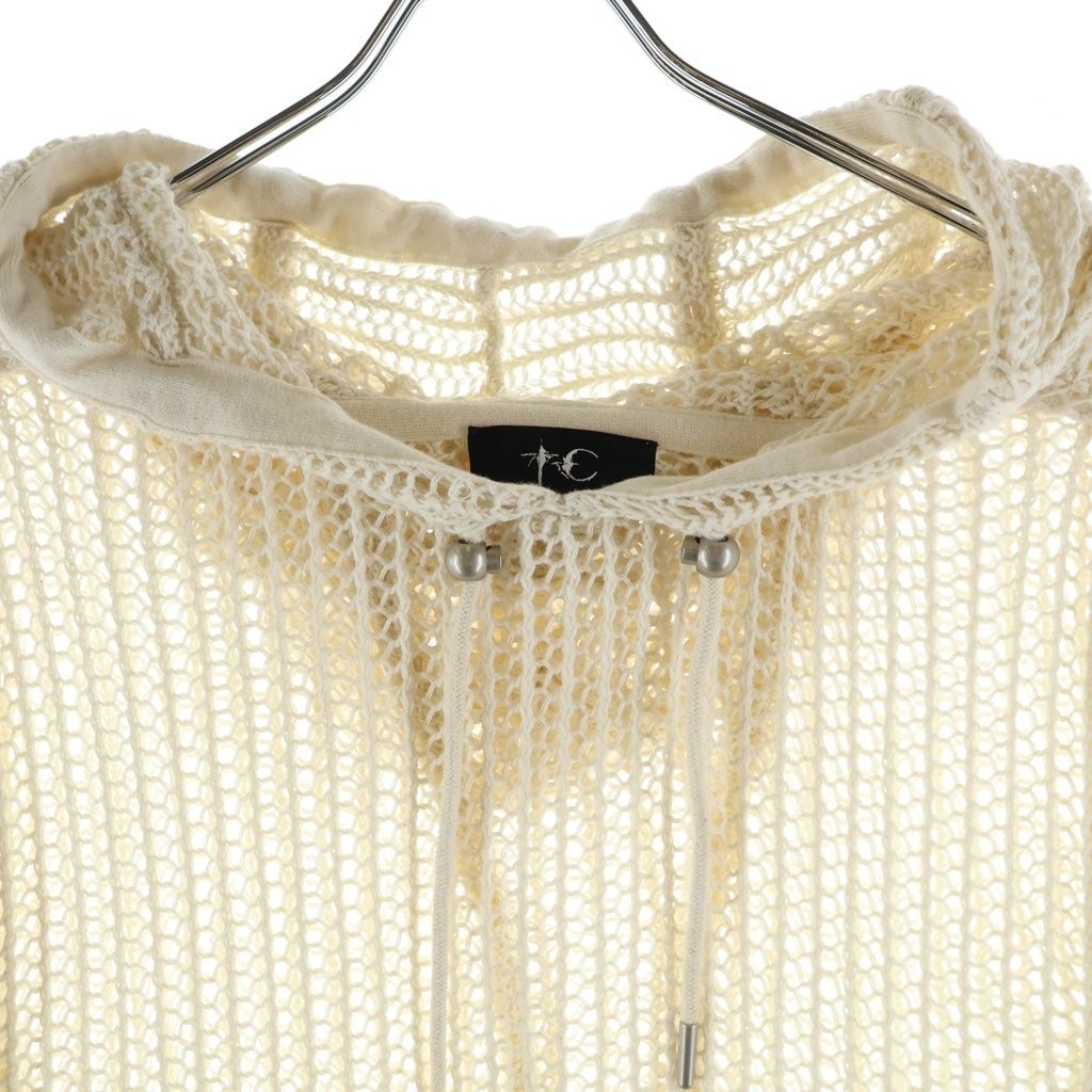 THUG CLUB サグクラブ TC LINE MESH KNIT HOODIE ドローストリング付き メッシュニットフーディー ホワイト THUG CLUB (サグクラブ) TC LINE MESH KNIT HOODIE ドローストリング