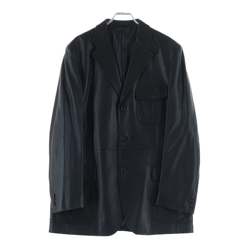 BURBERRY (バーバリー) ラムスキン レザー 3B テーラード ジャケット ブラック BBR26-140-09