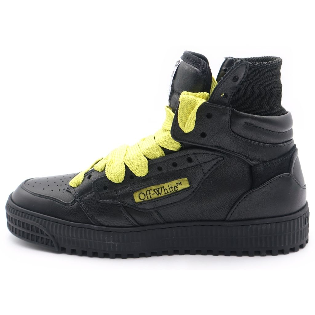 OFF-WHITE (オフホワイト) 24SS 3.0 OFF COURT CALF LEATHER オフコート カーフレザー ハイカットスニーカー ブラック OMIA065S24LEA0041019