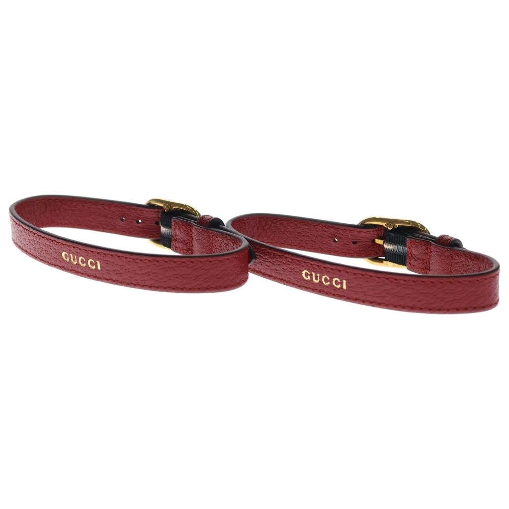 GUCCI (グッチ) ダイアナ用 ロゴ入り レザーベルト レッド 2つセット 655661