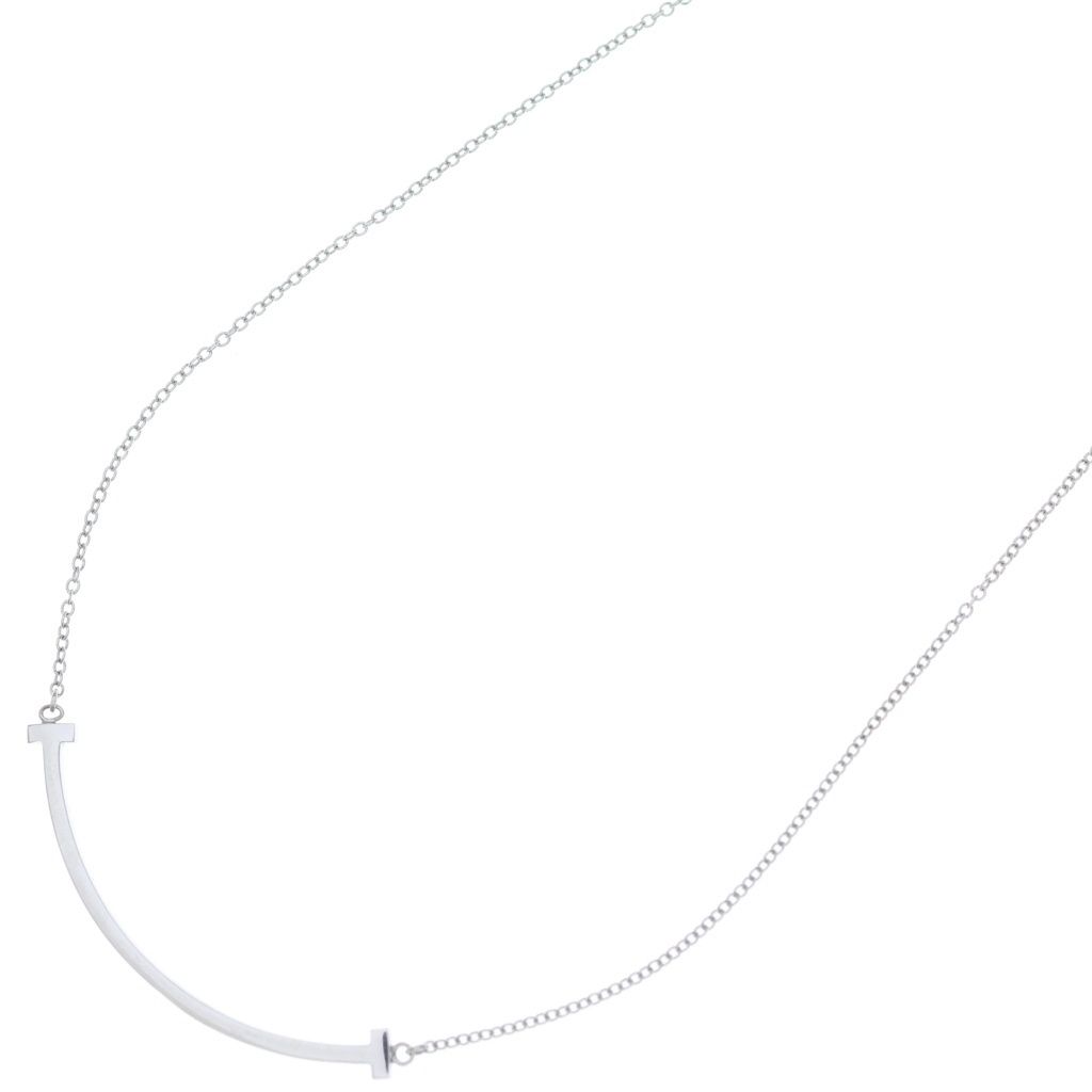 TIFFANY & Co. (ティファニー) Tスマイル スモール ネックレス ホワイトゴールド K18WG ジュエリー 84,700円