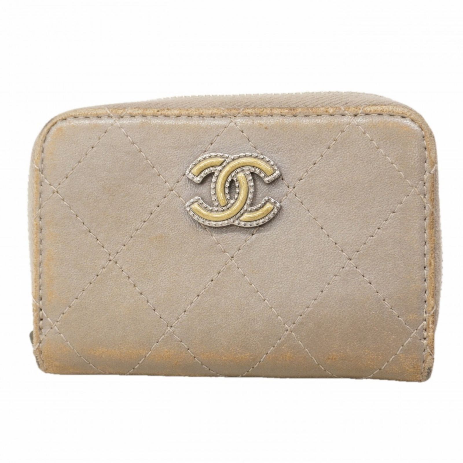 シャネル(Chanel) シャネル 財布・コインケース マトラッセ ラムスキン グレー レディース