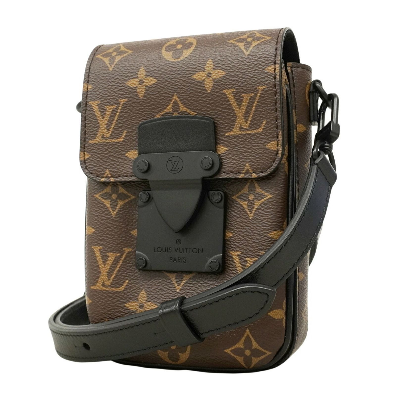 ルイ・ヴィトン(Louis Vuitton) ルイ・ヴィトン ショルダーバッグ モノグラム・マカサー Sロック ヴェルティカルウェアラブルウォレット M81522 ブラック ブラウンメンズ