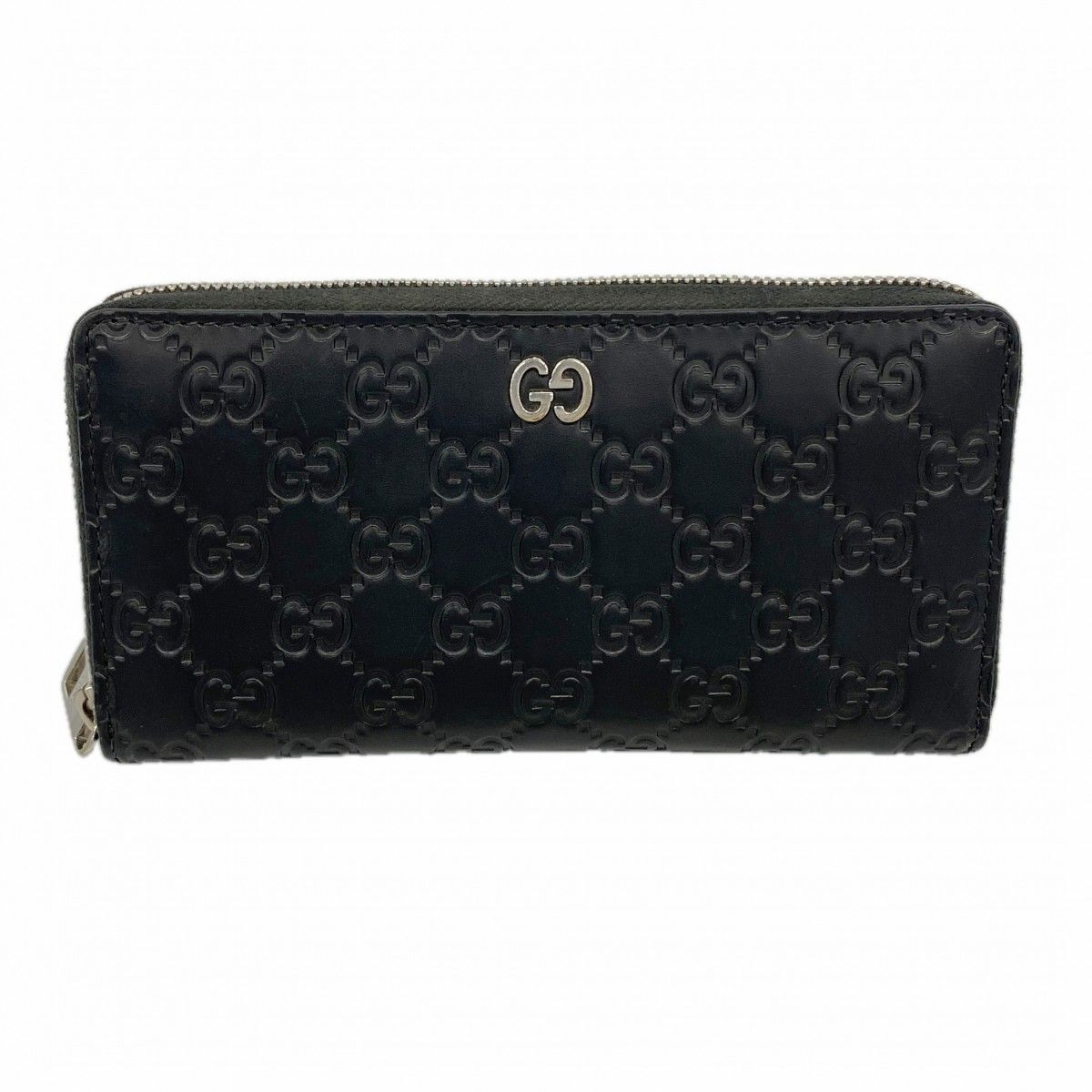 【6fa1165】グッチ 長財布 グッチシマ 473928 レザー ブラック シルバー金具【中古】メンズ レディース ユニセックス