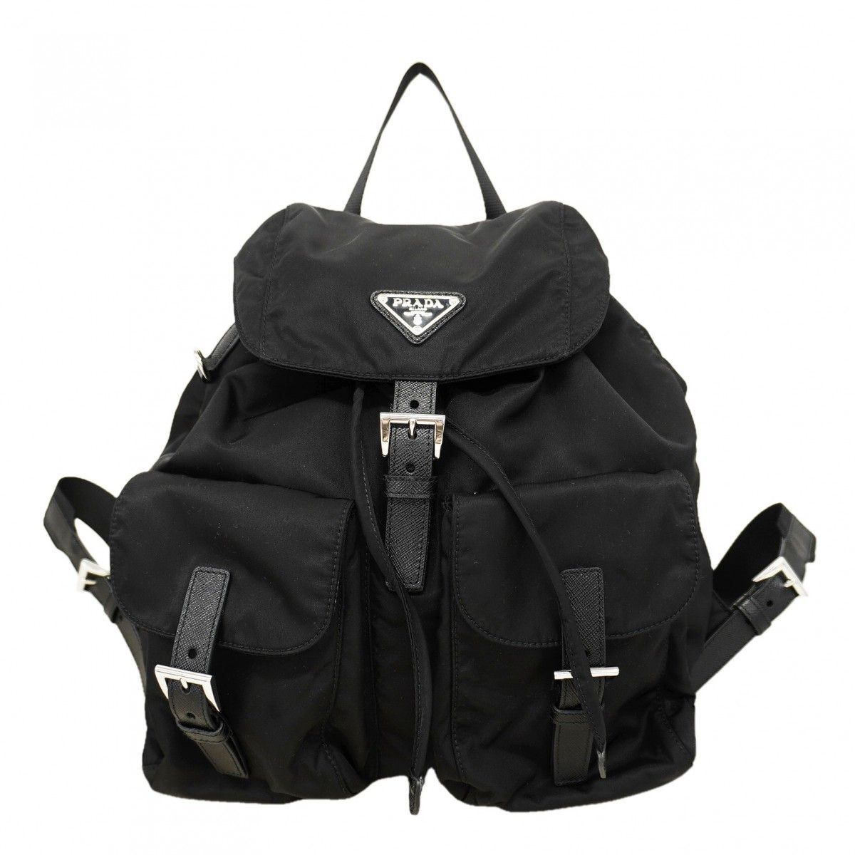 【6fa1222-k】プラダ リュック・デイパック テスート ナイロン ブラック シルバー金具【中古】レディース