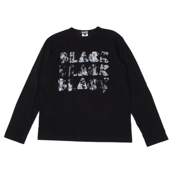 ブラックコムデギャルソンBLACK COMME des GARCONS かすれロゴプリント長袖カットソー 黒L