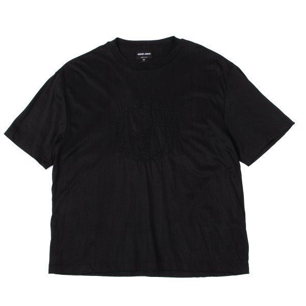 ジョルジオ アルマーニGIORGIO ARMANI ロゴ刺繍キュプラコットンTシャツ 黒48
