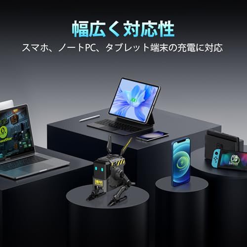 GravaStar ALPHA65 PD 充電器 65W 急速充電器 USB-C*2とUSB-A*1 PD3.0 PPS規格対応 Type-C 3台同時充電 acアダプター Windows PC MacBook iPad Pro iPhone 21b1b39a