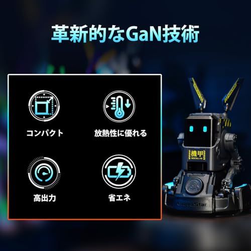 GravaStar ALPHA65 PD 充電器 65W 急速充電器 USB-C*2とUSB-A*1 PD3.0 PPS規格対応 Type-C 3台同時充電 acアダプター Windows PC MacBook iPad Pro iPhone 21b1b39a