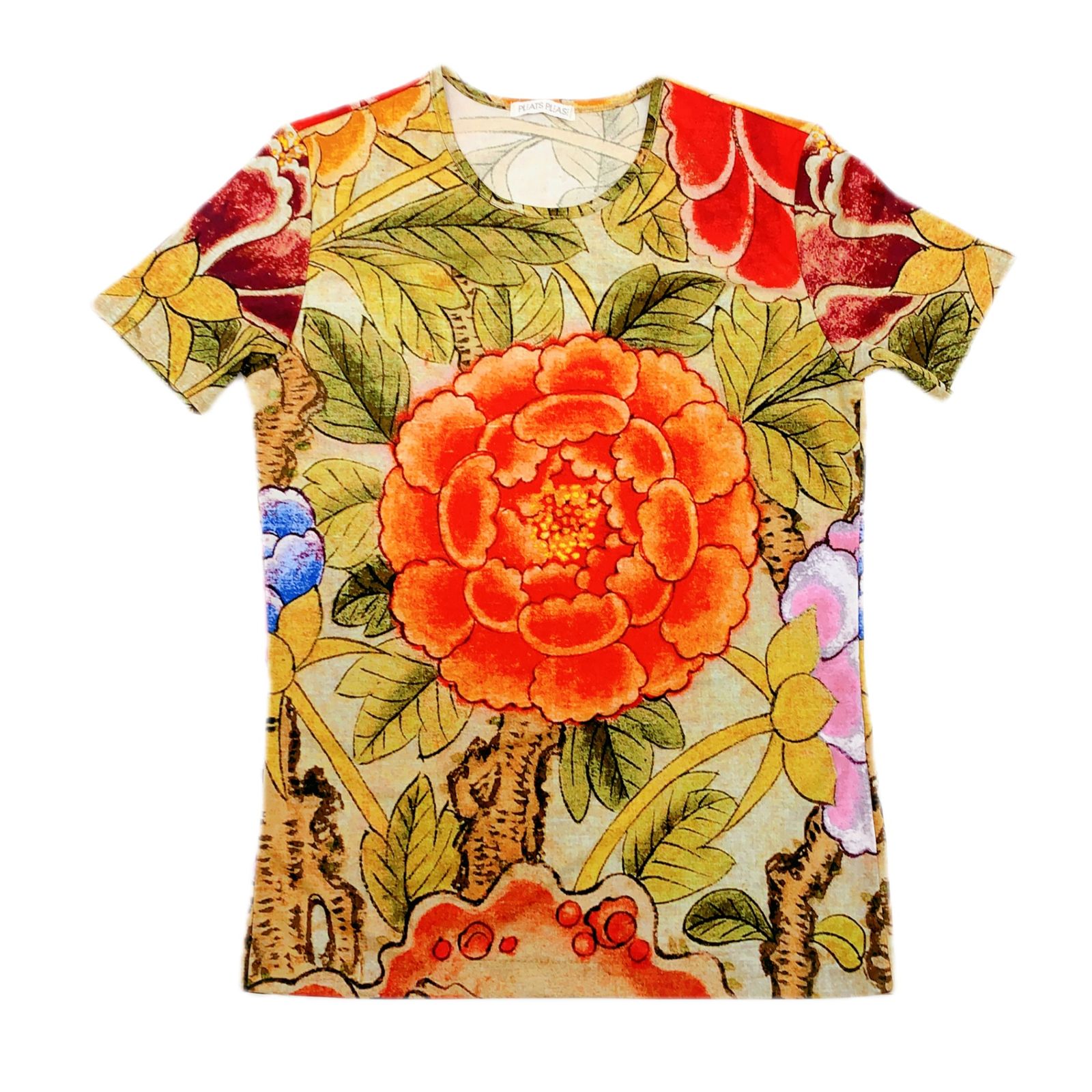 美品 激レア 希少 PLEATS PLEASE プリーツプリーズ ISSEY MIYAKE イッセイミヤケ カットソー Tシャツ 花柄 牡丹