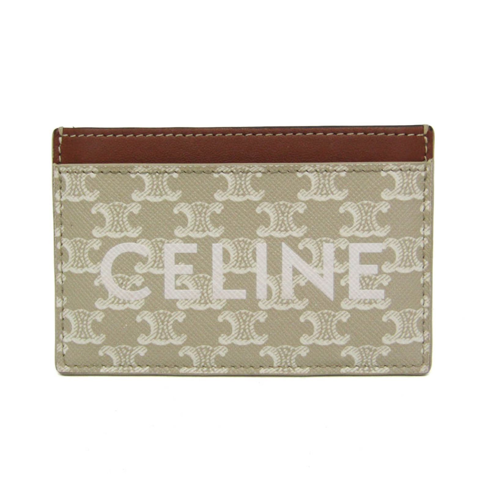 セリーヌ(Celine) トリオンフ 10B702CLY PVC レザー カードケース ブラウン,ライトベージュ
