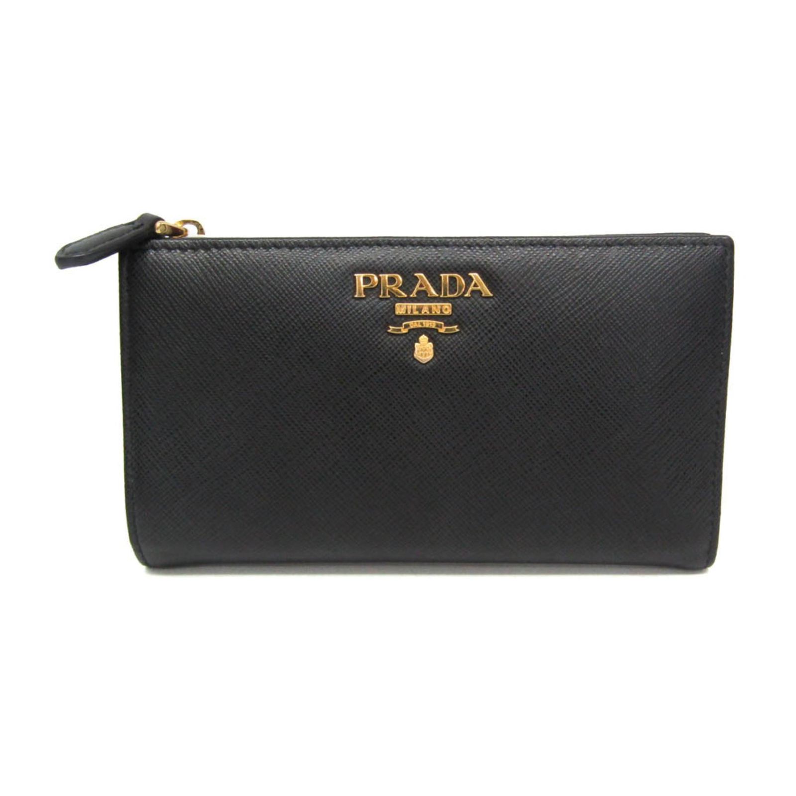 プラダ(Prada) サフィアーノ トライアングル 1ML009 レディース レザー 中財布（二つ折り） ブラック