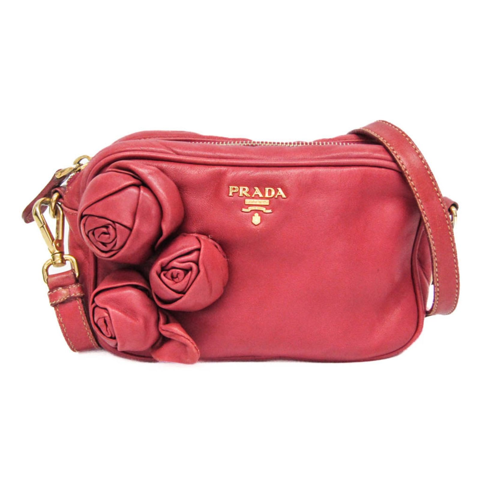 プラダ(Prada) NAPPA ROSE BP0166 レディース レザー ショルダーバッグ ピンク
