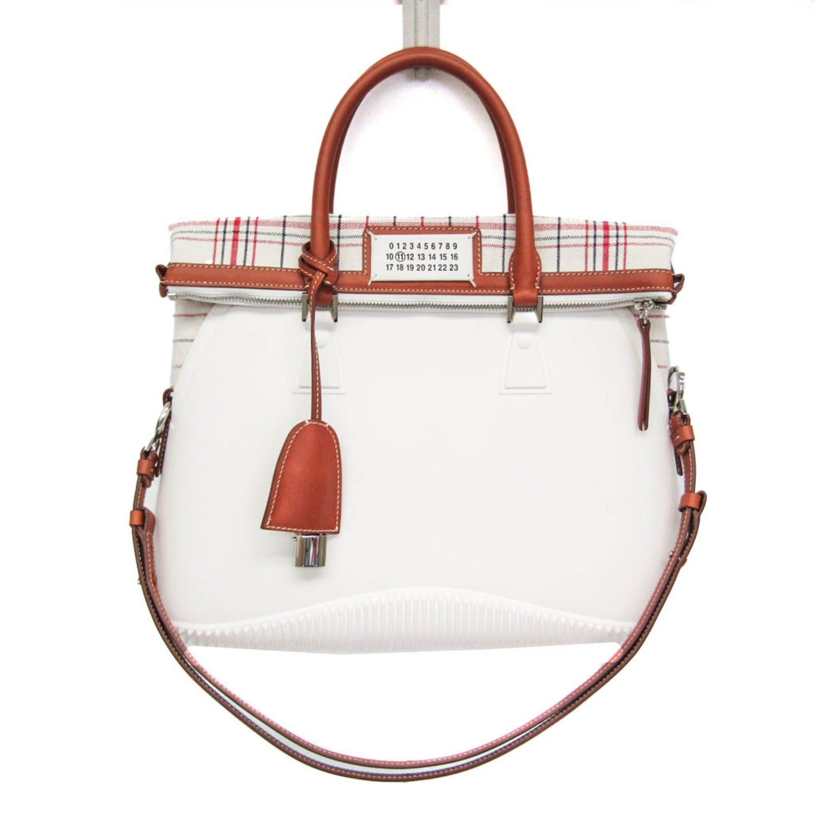 メゾン マルジェラ(Maison Margiela) 5AC バッグ ミディアム S61WG0107 メンズ,レディース ラバー,キャンバス ハンドバッグ,ショルダーバッグ ブラウン,ホワイト
