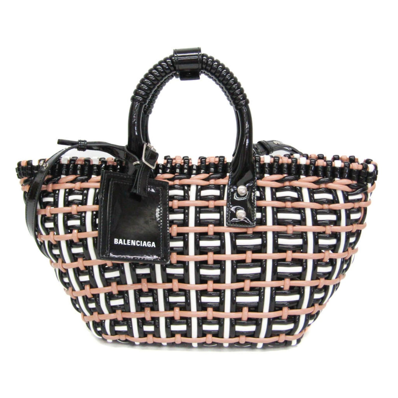 バレンシアガ(Balenciaga) ビストロ XS 671342 レディース レザー ハンドバッグ,ショルダーバッグ ブラック,ブラウン,ホワイト