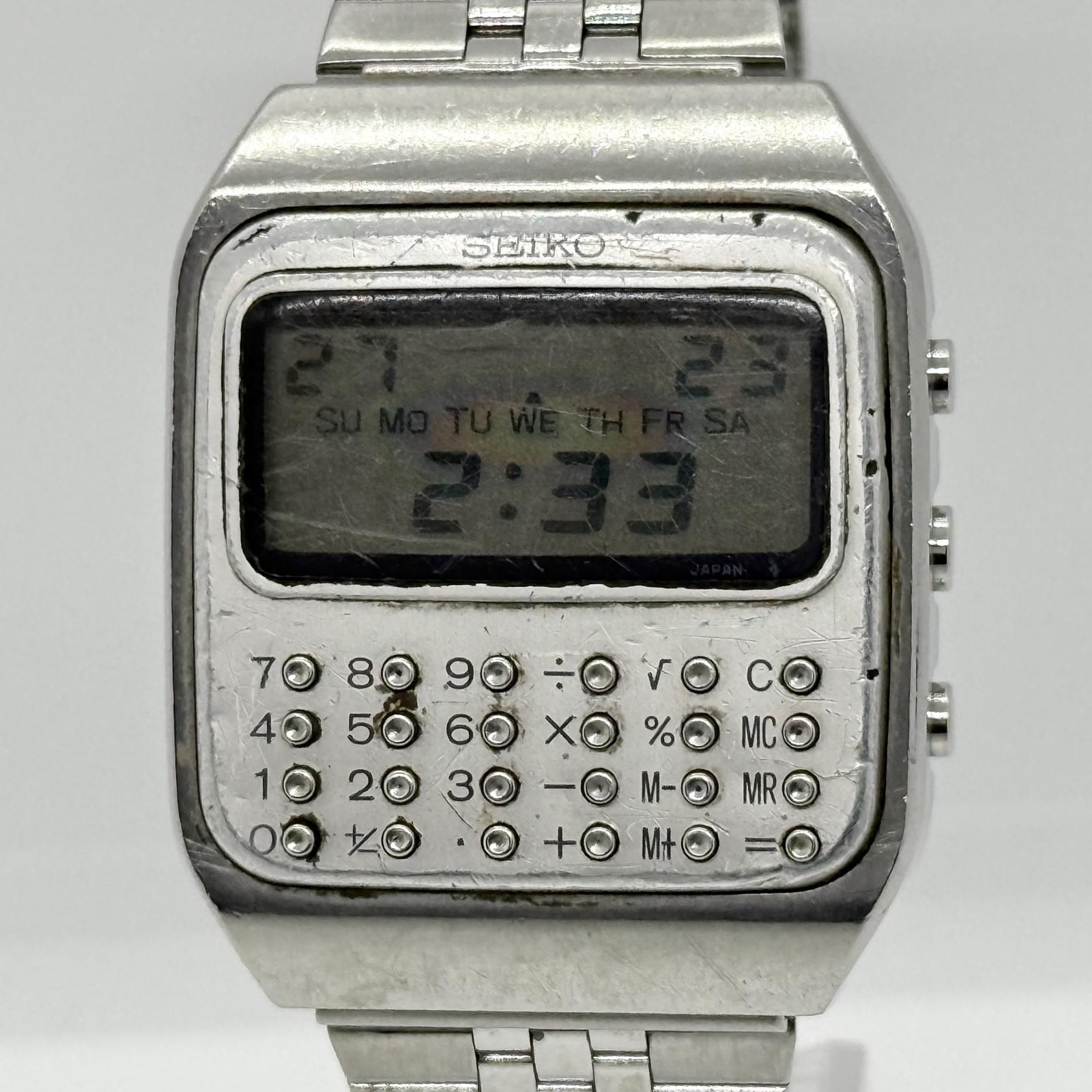 SEIKO セイコー カリキュレーター デジタル文字盤 C153-5011 QZ メンズ 訳アリ品 腕時計 稼働品