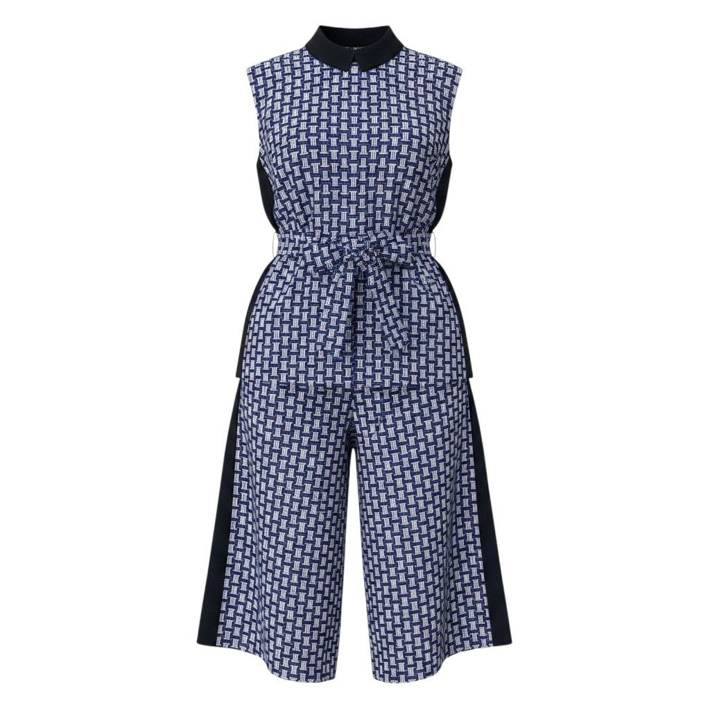 If8 【未使用タグ付】 LANVIN COLLECTION ランバンコレクション 定価16.5万円 セットアップ モノグラム ジャガーベスト ハーフパンツ サイズ36 ブルー レディース 女性用u02t