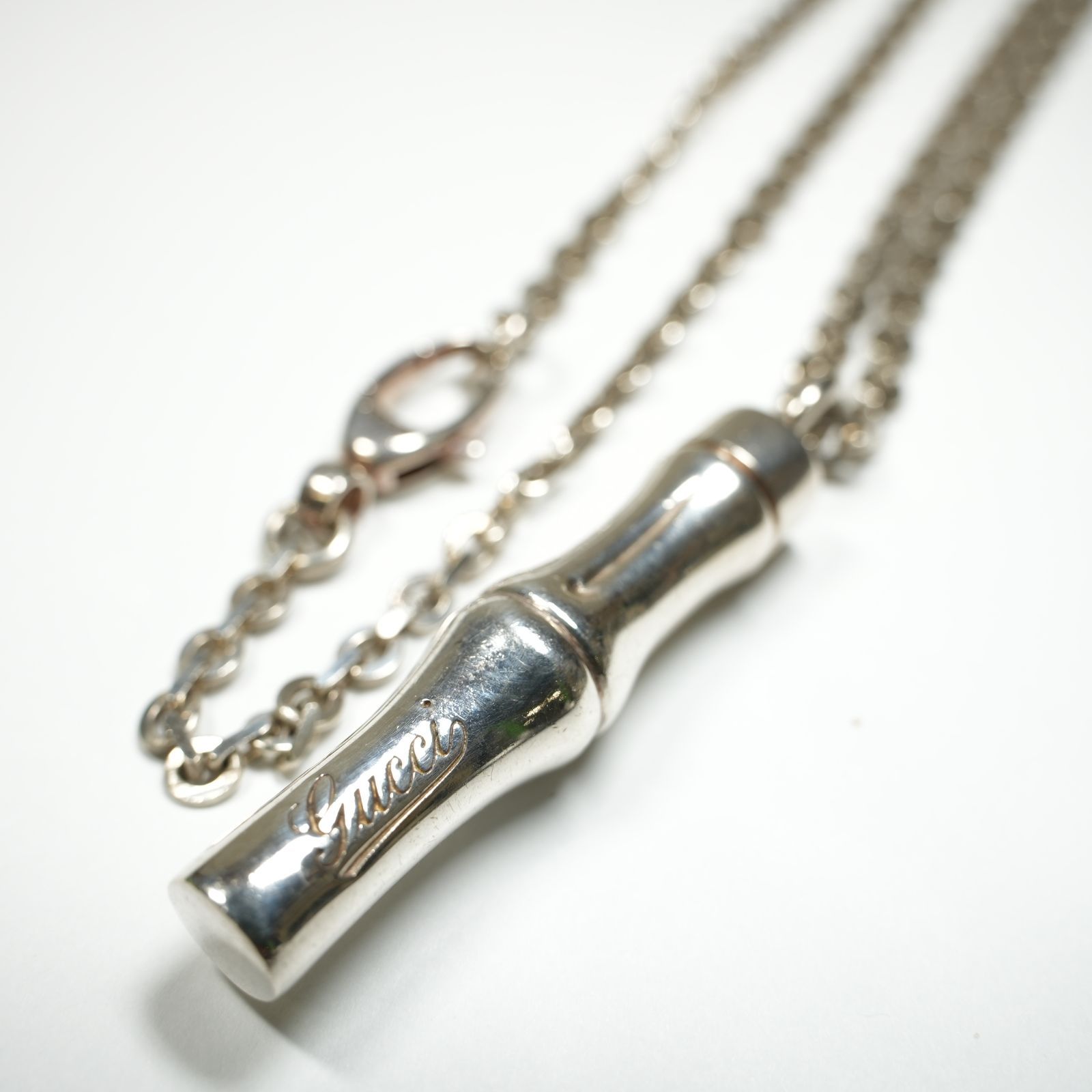 m001 B 1. GUCCI グッチ バンブー チェーン ネックレス シルバー sv925 約64cm