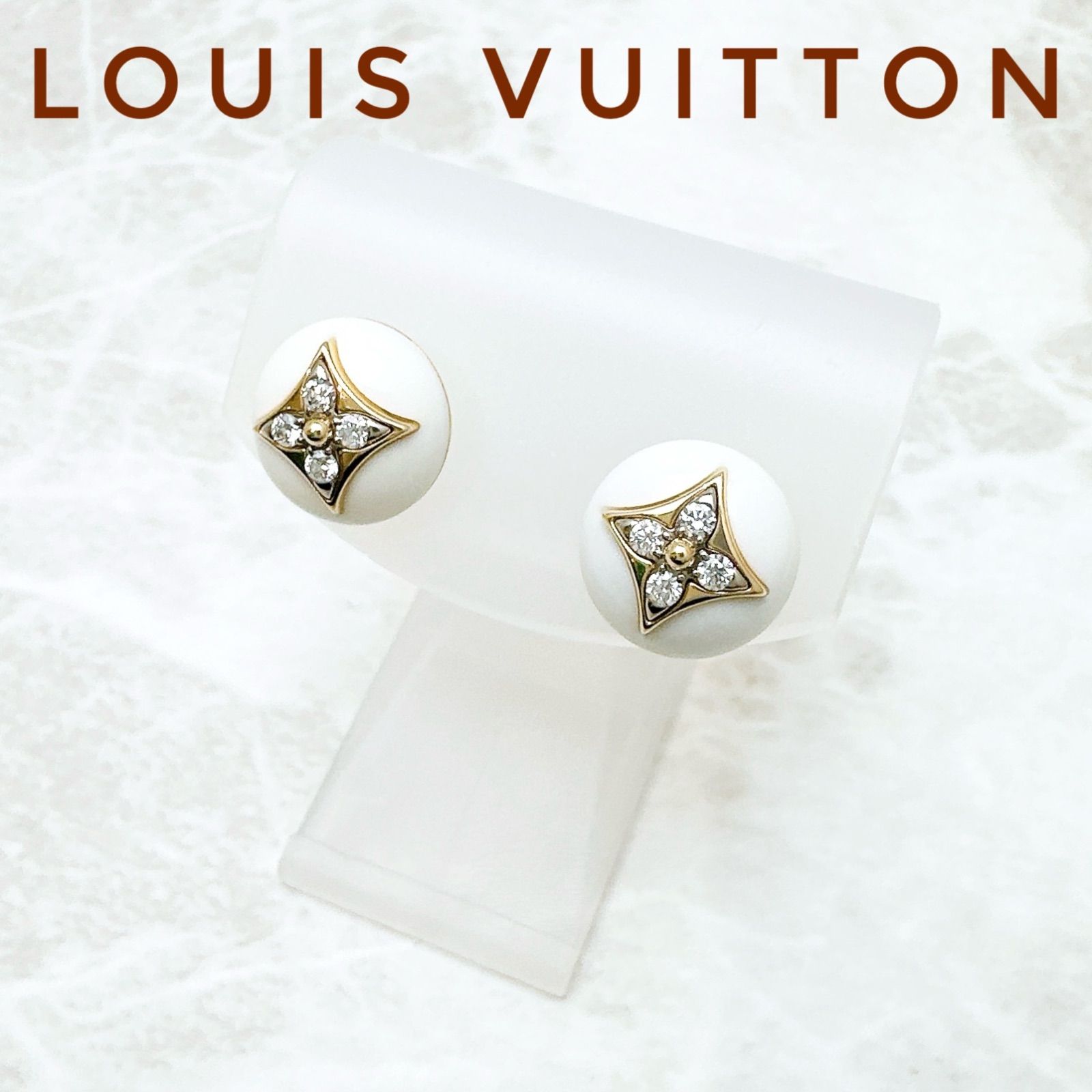 美品?LOUIS VUITTON Bブロッサム ダイヤモンド イエローゴールド ピアス U