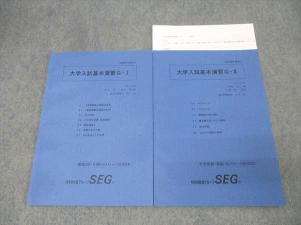 科学的教育グループSEG 高校2年 受験数学理系G 大学入試基本演習G-I/G-II テキストセット 状態良 2024 計2冊 008s0D