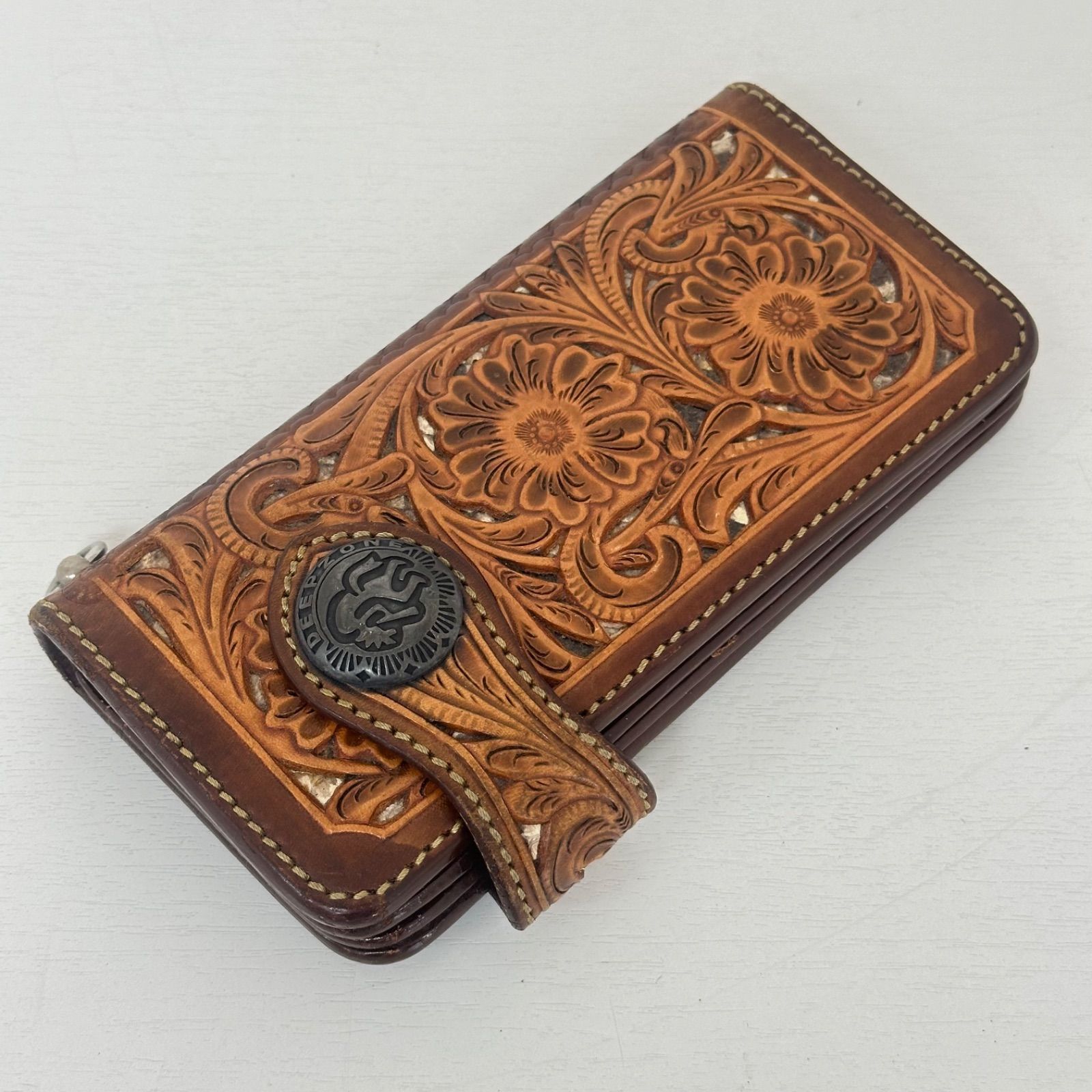 DEEP ZONE　ディープゾーン　長財布　カービング　レザー