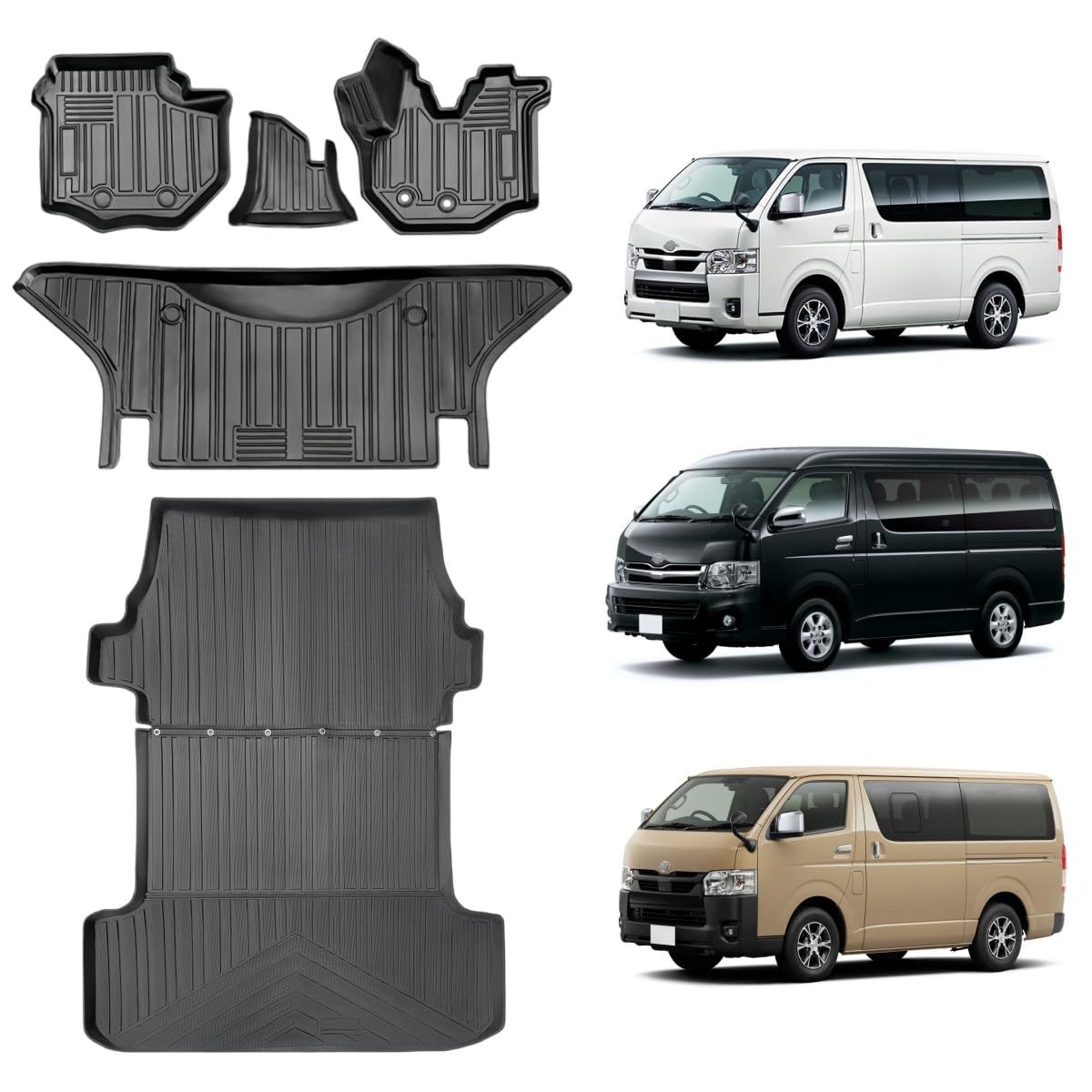 R★REJEEKARトヨタ ハイエース200系 フロアーマット＆ラゲッジマット防水 TRH20 KDH20 GDH20 1/2/3/4/5/6型 ハイエース/レジアスエース 200系 標準ボディS-GL 車種専用 フロアーマット防水・滑り止め 67b5b60e
