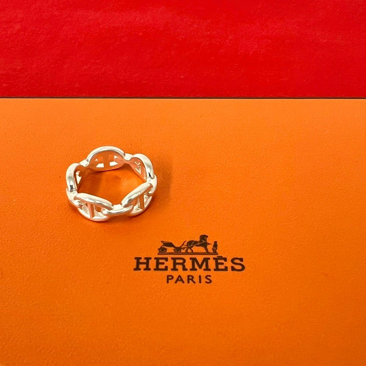 極 美品 HERMES エルメス アンシェネ リング シルバー925 15号 指輪 アクセサリー ジュエリー シルバー 35459