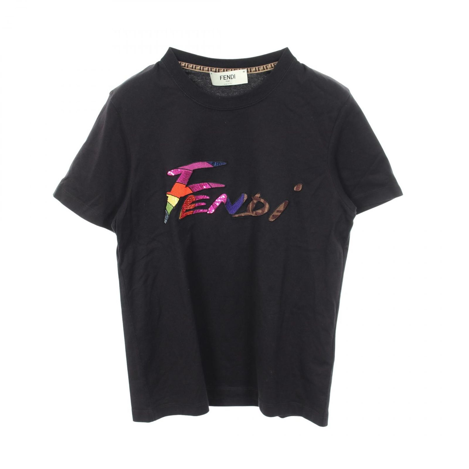 FENDI フェンディ ロゴ スパンコール 半袖Tシャツ
