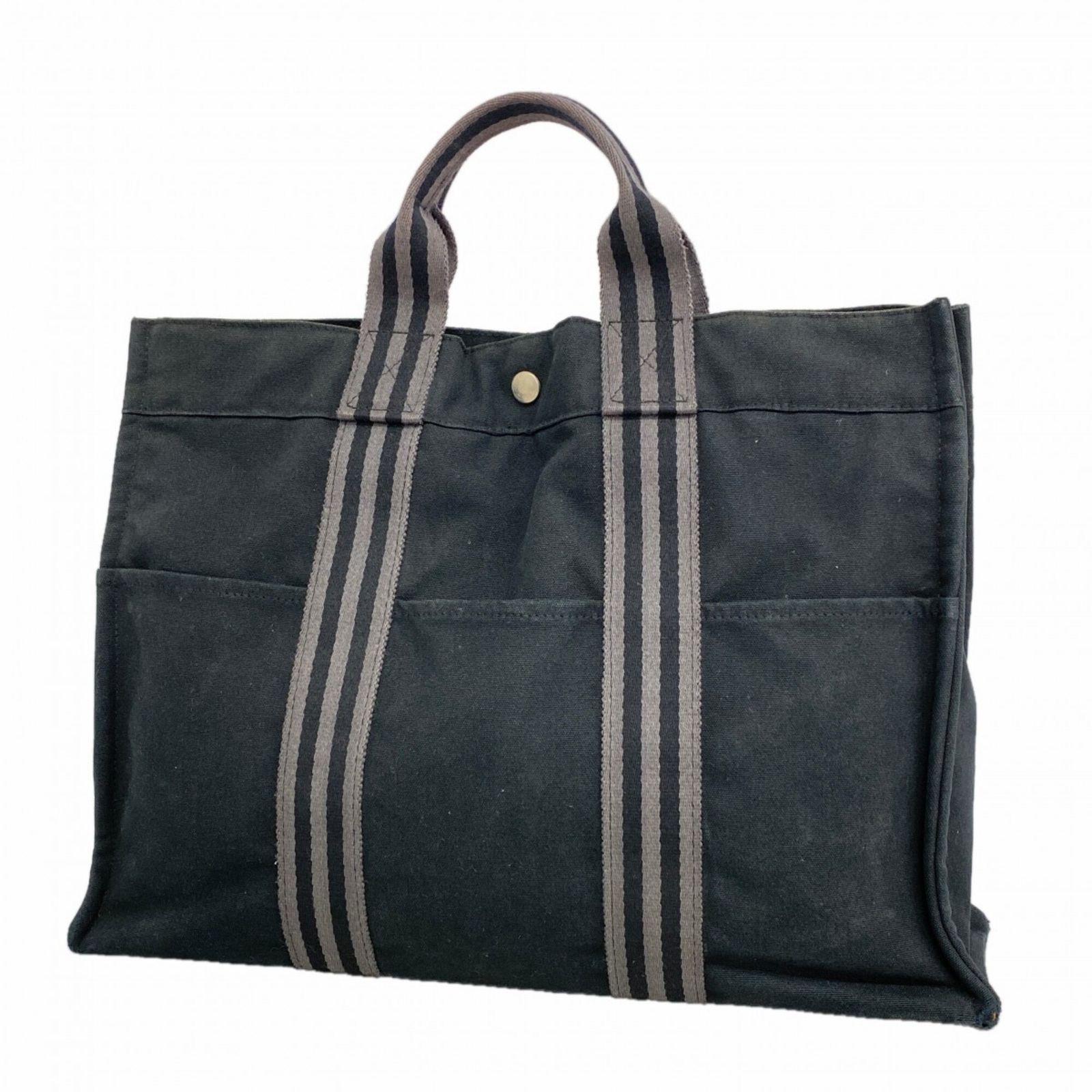 エルメス(Hermes) エルメス トートバッグ フールトゥMM キャンバス ブラック メンズ レディース
