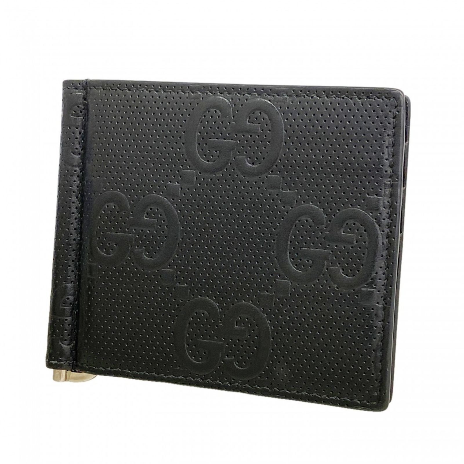 グッチ(Gucci) グッチ マネークリップ GGエンボス 676656 レザー ブラック メンズ