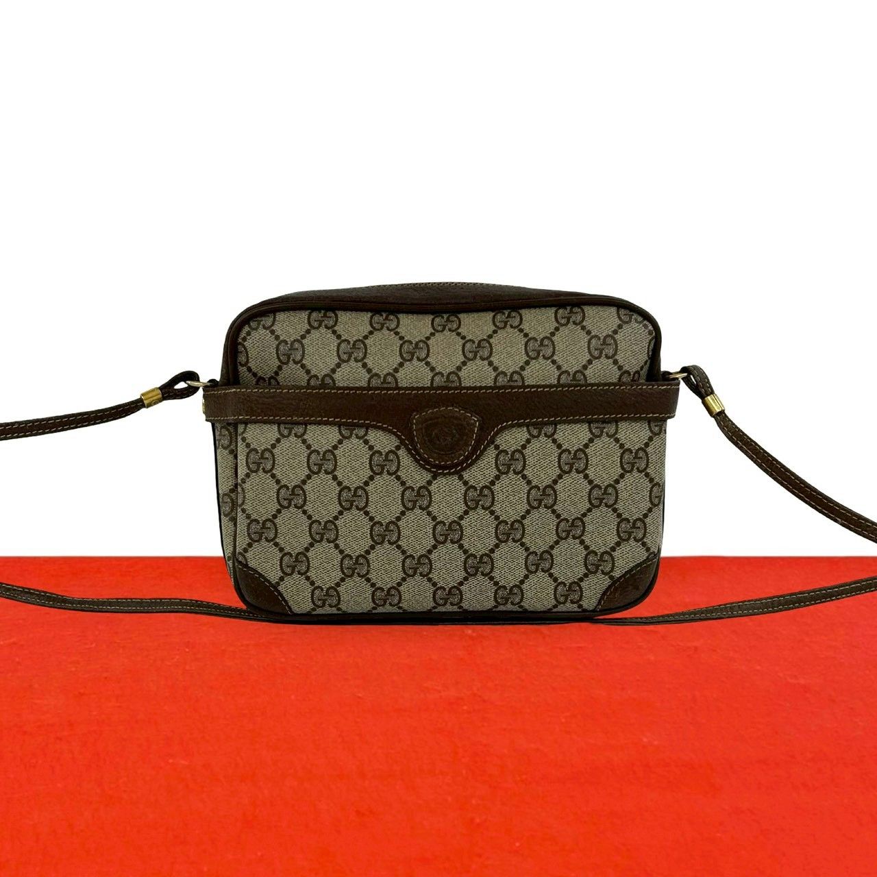 極 美品 GUCCI グッチ オールドグッチ ヴィンテージ GG ロゴ 柄 レザー 