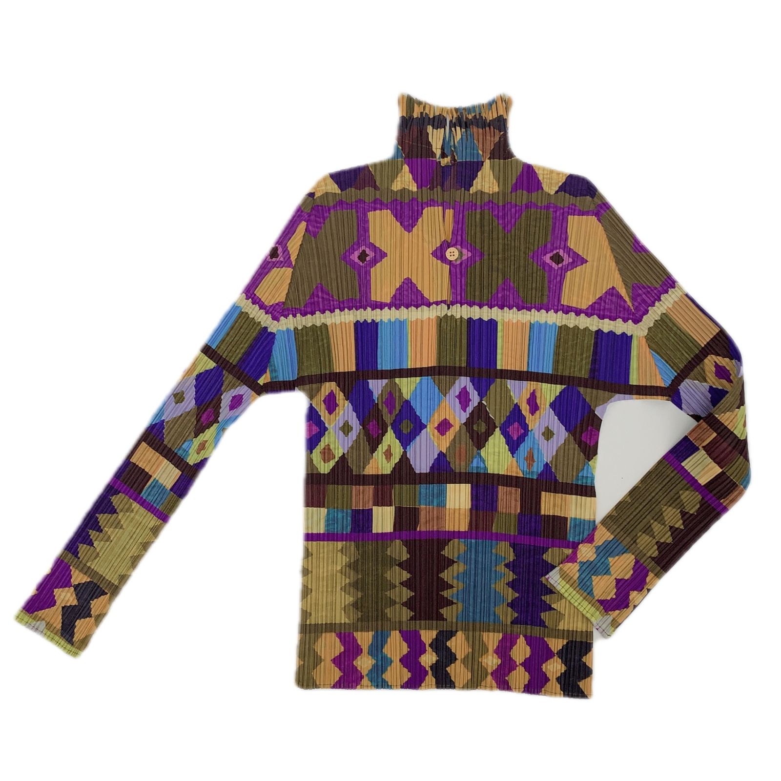 極美品 PLEATSPLEASE プリーツプリーズ ISSEY MIYAKE イッセイミヤケ トップス フリンジ ネック サイズ3