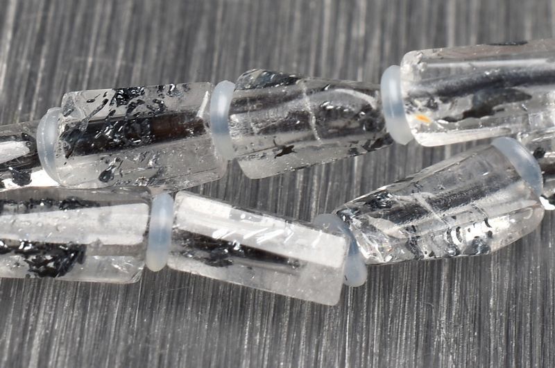 【１点物】AAAA希少☆ルーマニア産 スティブナイトインクォーツ　6-9x3.5mm　原石ラフカット ブレスレット パワーストーン 天然石 _E479