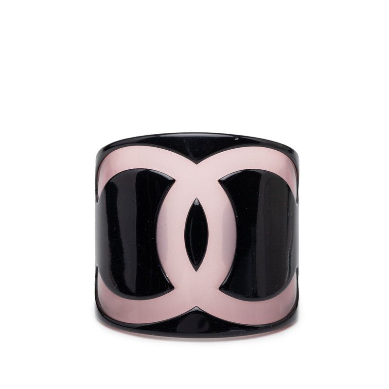 シャネル ココマーク バングル 01P刻印 ブラック ピンク プラスチック レディース CHANEL【1-0270708】