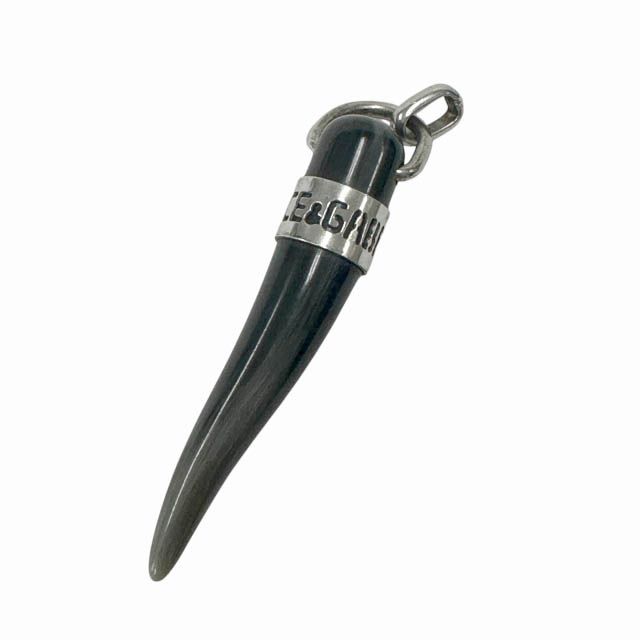 ドルチェ&ガッバーナ ドルガバ DOLCE&GABBANA コルノ ロゴ ネックレス トップ ヘッド 黒ブラック ブランド古着ベクトル 中古▲■260608
