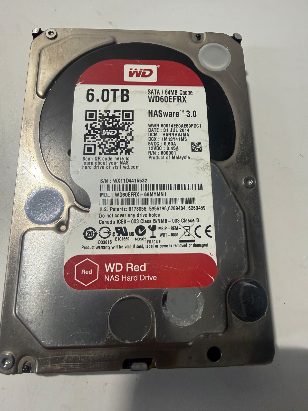 WD RED 3.5インチ　6TB　確認済