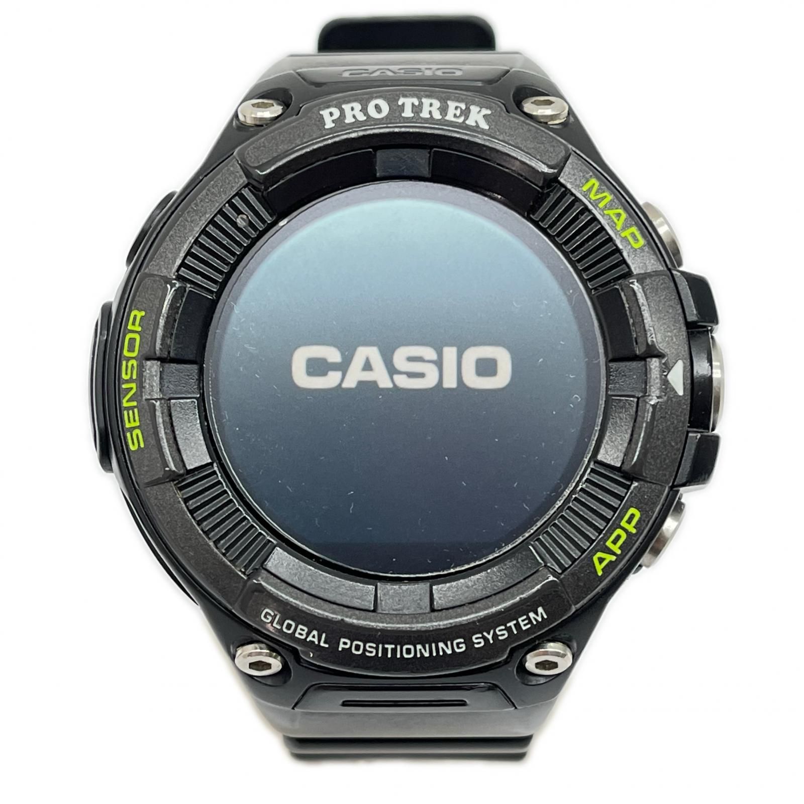 CASIO カシオ スマートウォッチ腕時計 PRO TREK 箱・充電ケーブル付 タバコ匂い有り WSD-F21HR-BK ブラック
