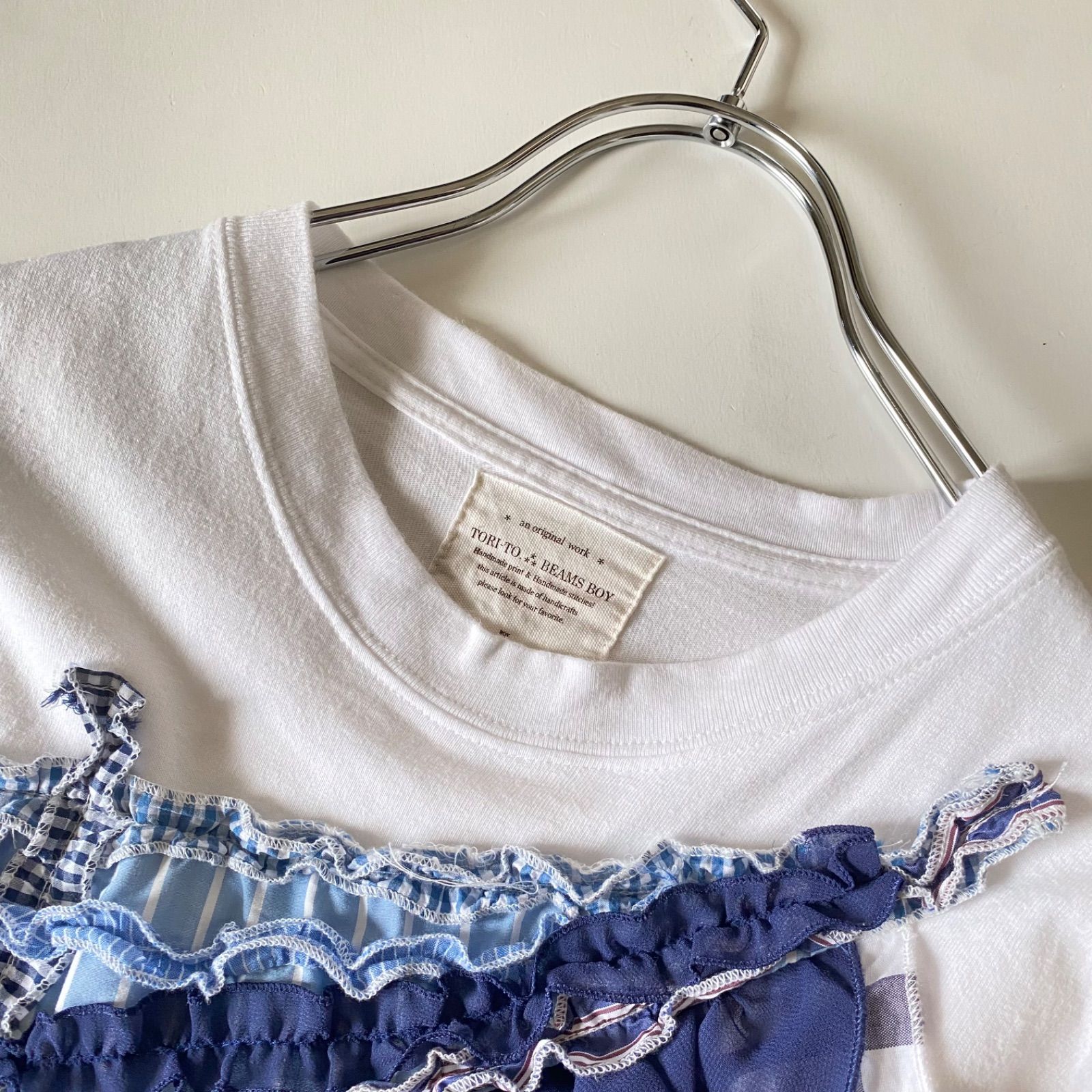 TORI-TO × BEAMS BOY パッチワーク フリル Tシャツ ホワイト 日本製 