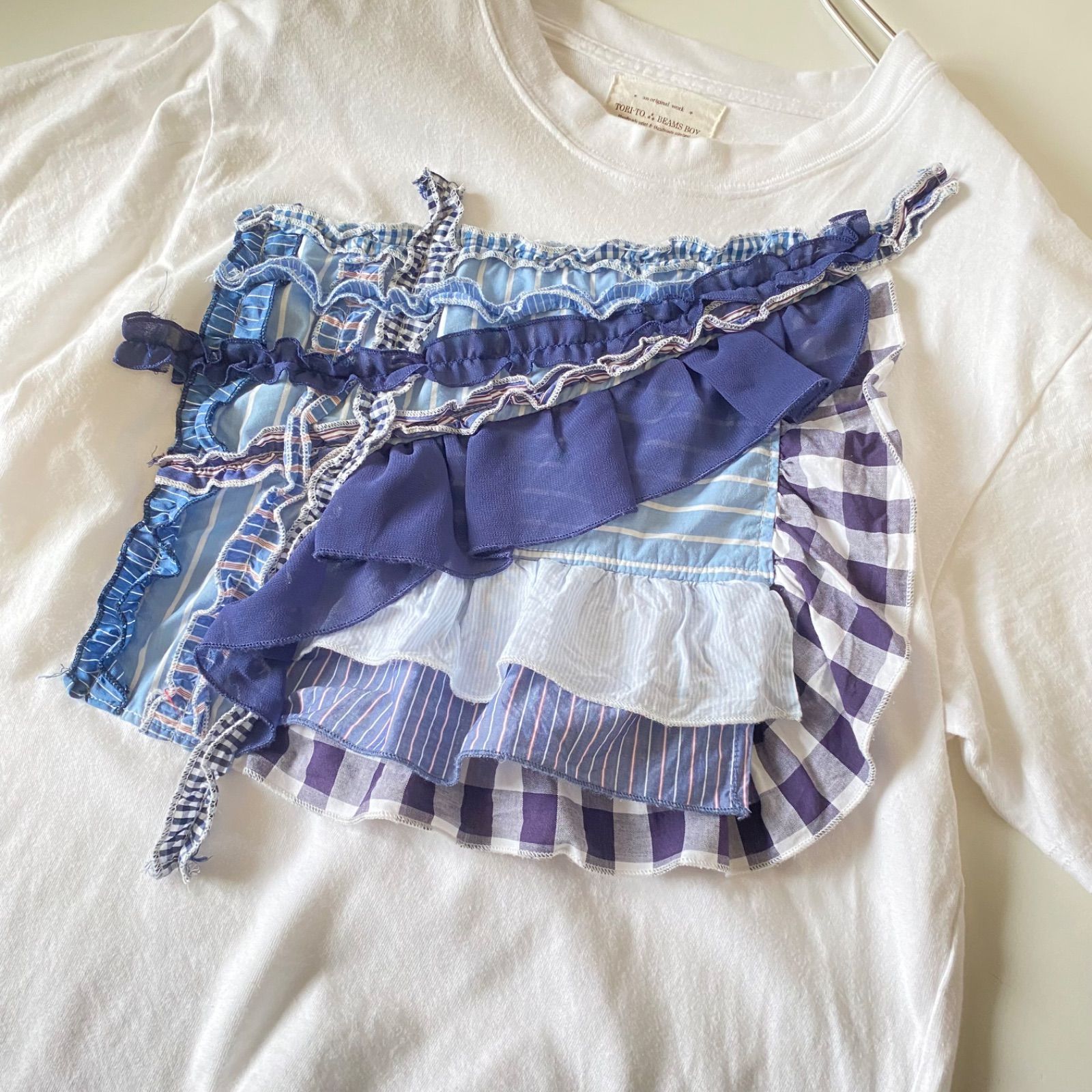 TORI-TO × BEAMS BOY パッチワーク フリル Tシャツ ホワイト 日本製 