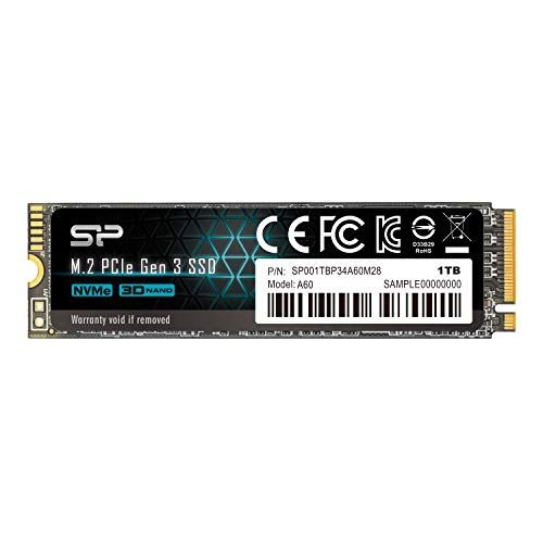 シリコンパワー SSD 1TB 3D NAND M.2 2280 PCIe3.0×4 NVMe1.3 P34A60シリーズ 5年保証 SP001TBP34A60M28 ブラック/ 463276f4