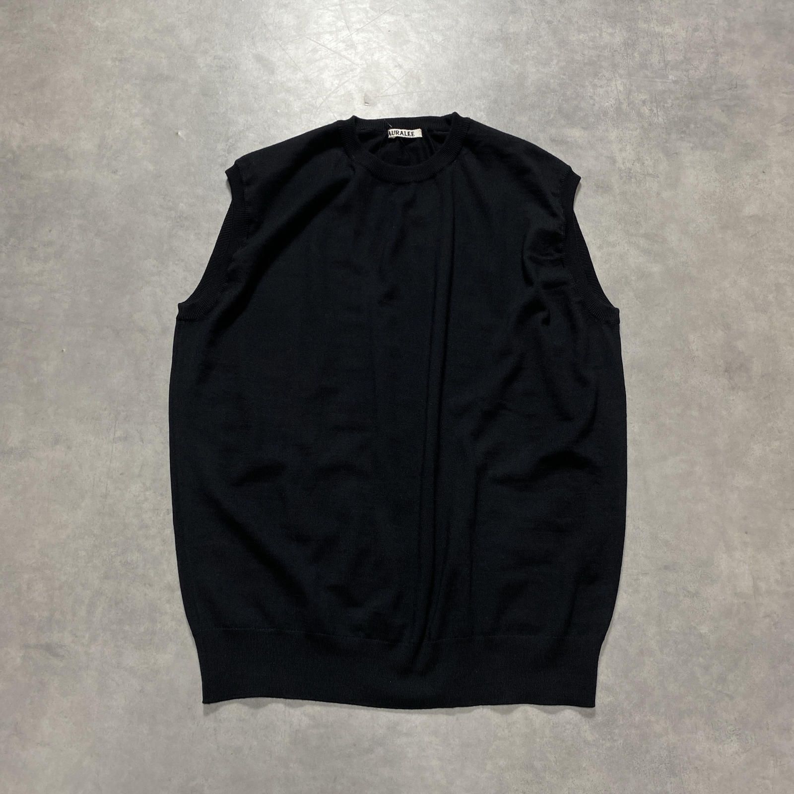 GQ5775◇AURALEE : 23aw SUPER HIGH GAUGE WOOL KNIT VEST◇5◇ブラック オーラリー スーパーハイゲージ ウール ニットベスト