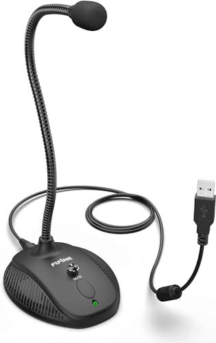 FIFINE USBコンデンサーマイク 卓上マイク 単一指向性 音量調節可能 ミュートボダン付き グースネックマイクアーム パソコン用マイク オンライン会議 ライブ配信 ゲーム実況 テレワーク PC/PS4/PS5/に対応 発行可 K054a 3fe09cfc